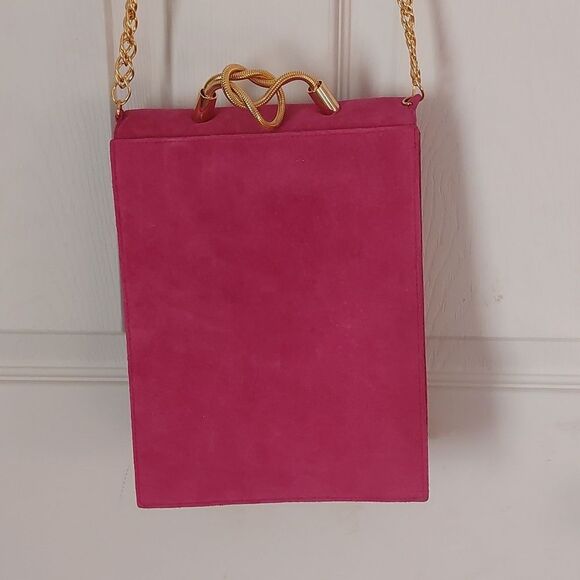 Vintage Rare SAFI Canada Fuchsia Pink Suede Leather Crossbody Bag - Picture 9 of 13